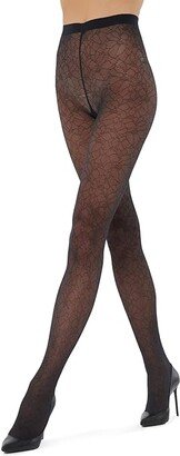 Floral Lace Tights (Black) Hose