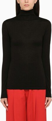 Black wool turtleneck jumper-AB