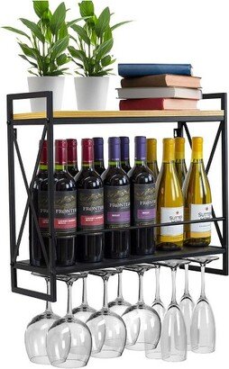 2-Tier Wine Bottle Stemware Shelf