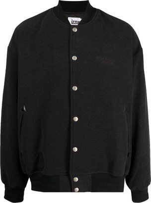 Text-Embroidered Press-Stud Bomber Jacket