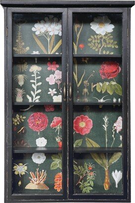 Black Wood Cabinet with Floral Papered Back