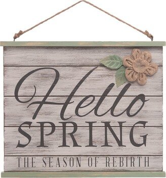 Wood 12 in. Brown Easter Hello Spring Hanging Décor