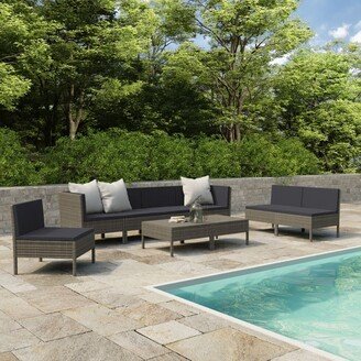 9 Piece Patio Lounge Set with Cushions Poly Rattan Gray - 27.2 x 27.2 x 27.2