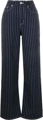 Stripe-Print Straight-Leg Trousers