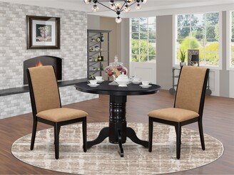 3-Piece Dining Set - a Dining Table - 2 Kitchen Chairs in Linen Fabric