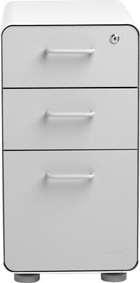 Poppin Slim 3-Drawer Locking Stow Filing Cabinet Light Grey