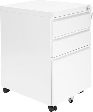 Mount-It! 3 Drawer Cabinet for Under Desk with Wheels | Rolling Storage with Lock for Files & Materials, Mobile Space Saving for Home & Office - White