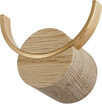 Oak Wood Wall Hooks With Brass Detail For Keys, Clothes Or Towels I Different Colors &