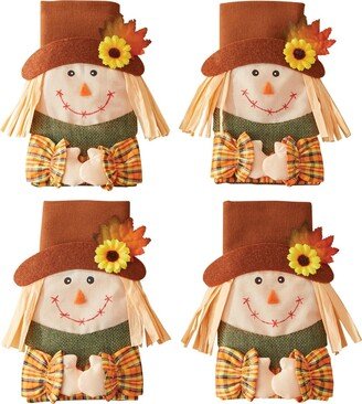 Collections Etc Adorable Scarecrow Silverware Holders - Set of 4