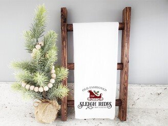 Christmas Hand Towel, Sleigh Rides Holiday Waffle Weave Farmhouse Winter Decor, Dish Bathroom Decor