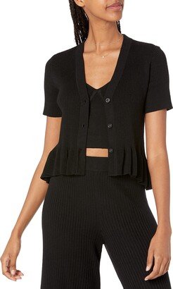 Women's Catalina Peplum Ruffle Rib Cardigan Sweater