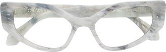 Marbled Cat-Eye Frame Glasses