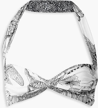 Bill ruched printed halterneck bikini top