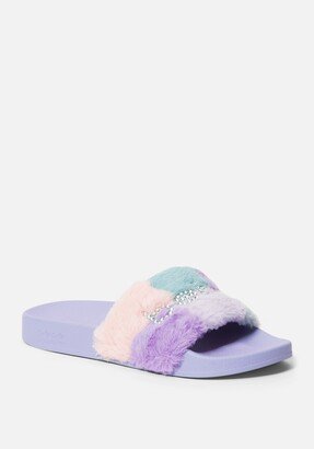 Fantasia Plaid Faux Fur Slides-AA