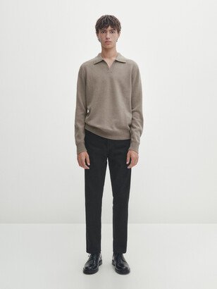 Wool Blend Polo Sweater