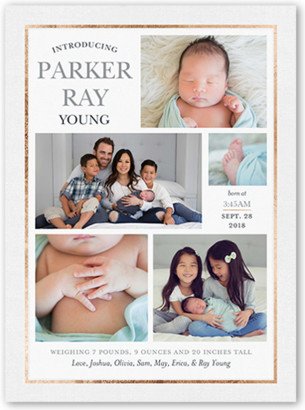 Birth Announcements: Linen Introduction Birth Announcement, White, Matte, Signature Smooth Cardstock, Square