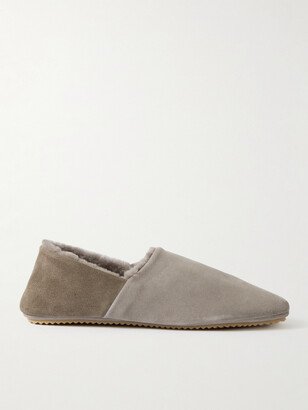 Babouche Shearling-Lined Suede Slippers-AC