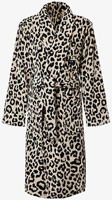 ens Leopard Leopard-print Brand-embroidered Relaxed-fit Cotton-terry Robe