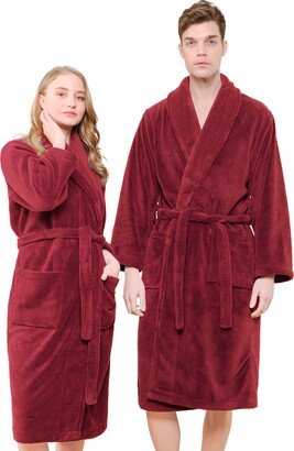 Mens and Womens Robe Warm Fleece Unisex Bathrobe