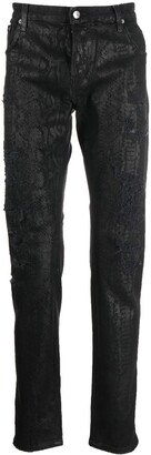 Snakeskin-Effect Skinny Jeans