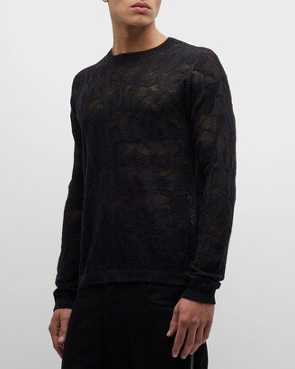 Men's Sheer Allover Graffiti Sweater