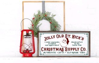 Sants Christmas Supply, Wood Framed Modern Farmhouse Sign, Wall Hanging Shelf Sitting Mantel Porch Sign