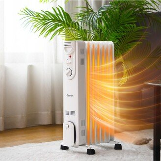 1500W Electric Oil Filled Radiator Space Heater 5-Fin Thermostat Room Radiant