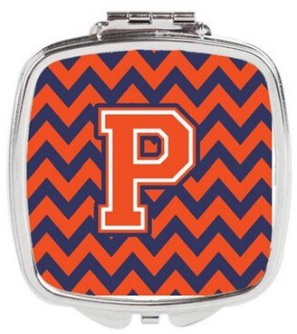 CJ1042-PSCM Letter P Chevron Orange & Blue Compact Mirror, 3 x 0.3 x 2.75 in.