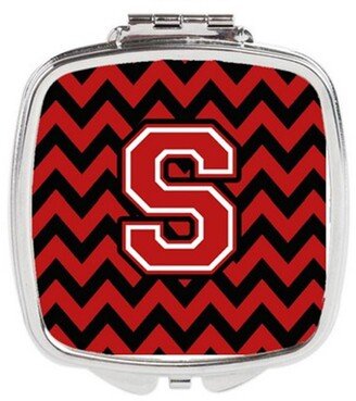 CJ1047-SSCM Letter S Chevron Black & Red Compact Mirror