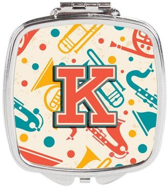 CJ2001-KSCM Letter K Retro Teal Orange Musical Instruments Initial Compact Mirror