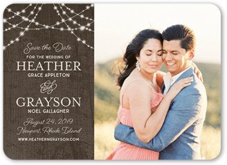 Save The Date Cards: Glowing Ceremony Save The Date, Brown, 5X7, Matte, Signature Smooth Cardstock, Rounded