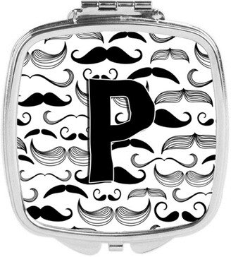 CJ2009-PSCM Letter P Moustache Initial Compact Mirror