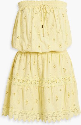 Shirred broderie anglaise-cotton coverup