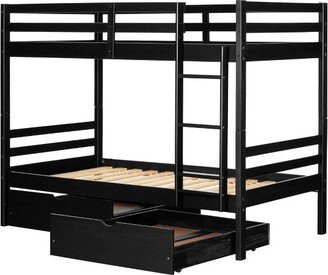 Fakto Kids' Bunk Beds and Rolling Drawers Set Matte Black