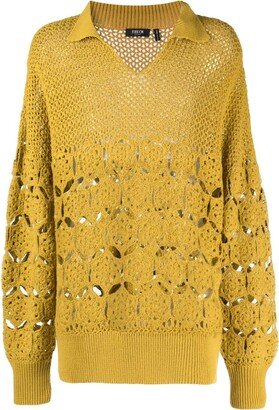 V-neck open-knit jumper-AA