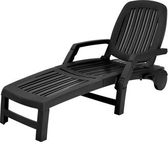 Adjustable Patio Sun Lounger with Weather Resistant Wheels - 65.5 x 29 x16.5-37