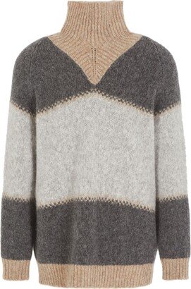 Colour-Block High-Neck Jumper