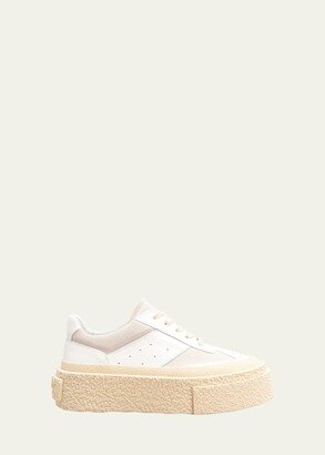 Mixed Leather Platform Sneakers