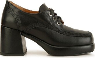 Rag & Co. Zaila Leather Block Heel Oxfords In Black