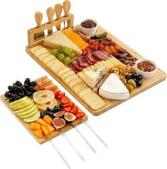 Premium Cheese Board Platter Set of 12 - Extra Thick Bamboo