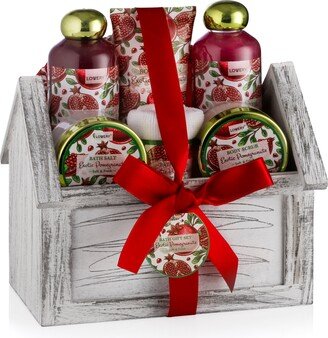 Lovery Home Spa Gift Basket - Exotic Pomegranate - 8 pc set