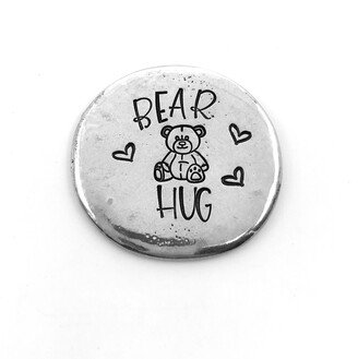 Bear Hug Pewter Pocket Coin, Hand Stamped Hug, Encouragement Inspirational Gift, Support Tokens, Gift