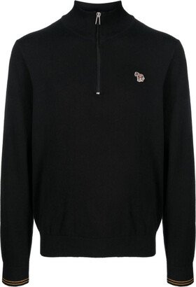 Zebra logo half-zip sweater-AA