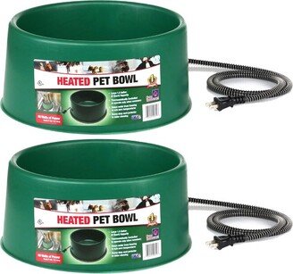 Farm Innovators Inc Farm Innovators P-60 1.5 Gallon Electric Heated Pet Water Bowl with Thermostatic Control and Anti Chew Cord Protector, 60 Watt, Green (2 Pack)