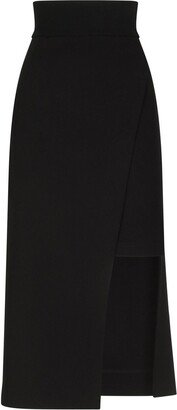 Asymmetric Jersey Midi Skirt