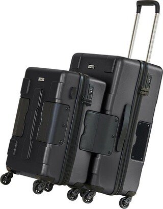 V3 Connectable 2 Piece Hardside 20 Inch Carry On and 24 Inch Checked Suitcase Suitcase Luggage Set with Spinner Wheels, Black