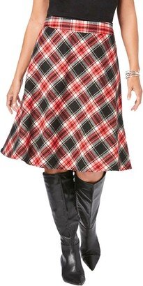 Jessica London Jeica London Women' Plu Size Wool-Blend Skirt, 16 W - Black Bia Check