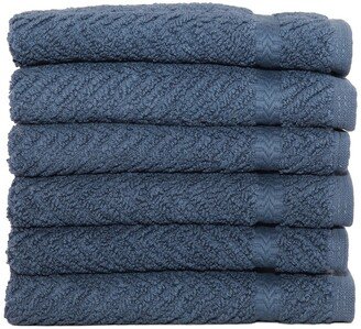 Midnight Blue Herringbone Washcloths - Set of 6