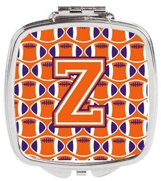 CJ1072-ZSCM Letter Z Football Orange, White & Regalia Compact Mirror