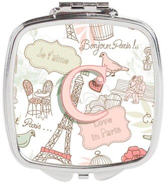 CJ2002-CSCM Letter C Love in Paris Pink Compact Mirror